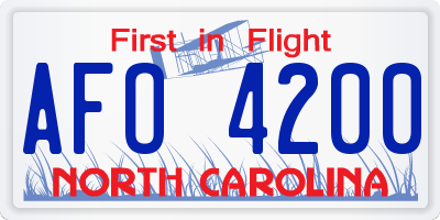 NC license plate AFO4200