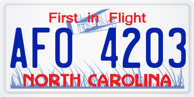 NC license plate AFO4203