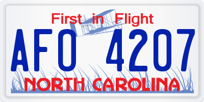 NC license plate AFO4207