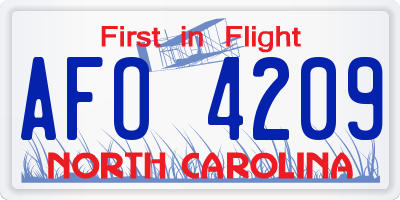 NC license plate AFO4209
