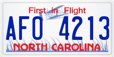 NC license plate AFO4213
