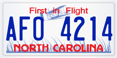 NC license plate AFO4214