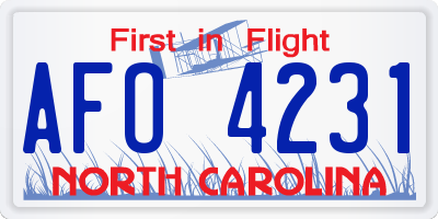 NC license plate AFO4231
