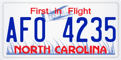 NC license plate AFO4235