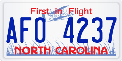 NC license plate AFO4237