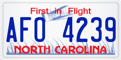 NC license plate AFO4239