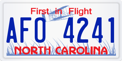 NC license plate AFO4241