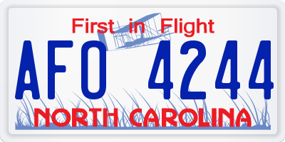 NC license plate AFO4244