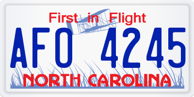 NC license plate AFO4245