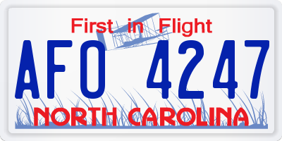 NC license plate AFO4247