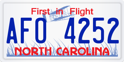 NC license plate AFO4252