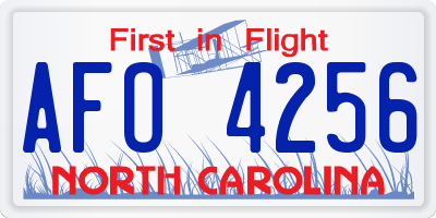 NC license plate AFO4256