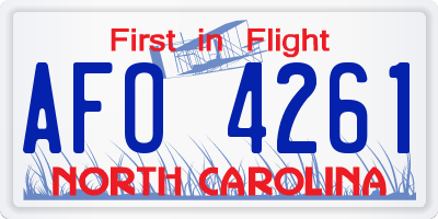 NC license plate AFO4261