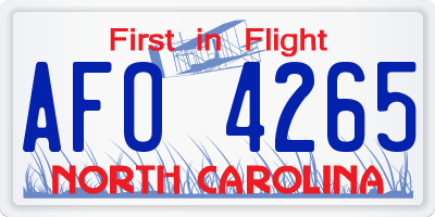NC license plate AFO4265