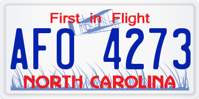 NC license plate AFO4273