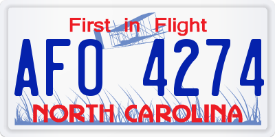 NC license plate AFO4274