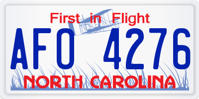 NC license plate AFO4276