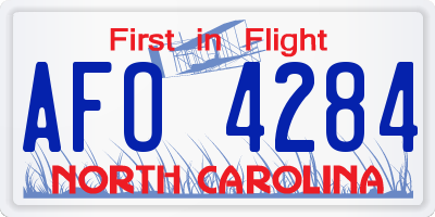NC license plate AFO4284