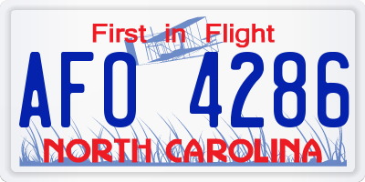 NC license plate AFO4286