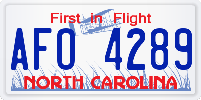 NC license plate AFO4289