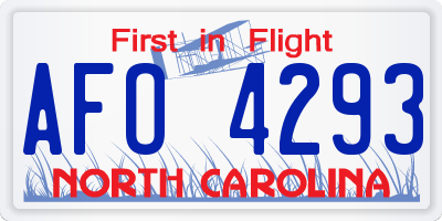 NC license plate AFO4293