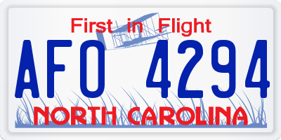 NC license plate AFO4294