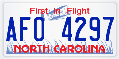 NC license plate AFO4297