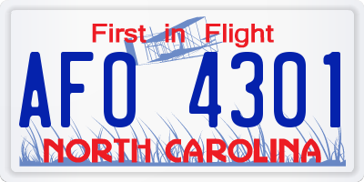 NC license plate AFO4301