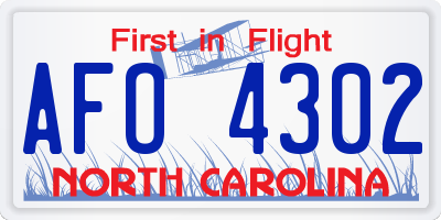NC license plate AFO4302