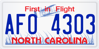 NC license plate AFO4303