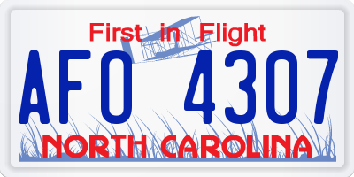 NC license plate AFO4307