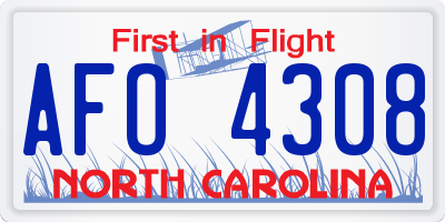 NC license plate AFO4308