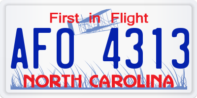 NC license plate AFO4313
