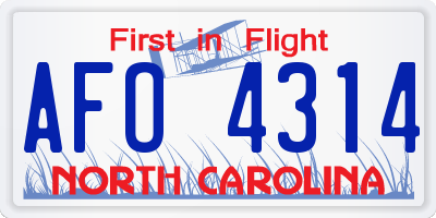 NC license plate AFO4314