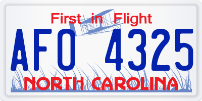 NC license plate AFO4325