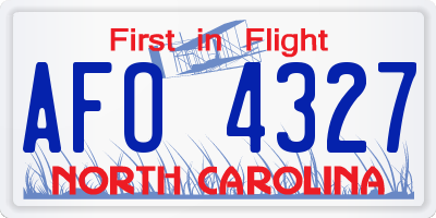 NC license plate AFO4327