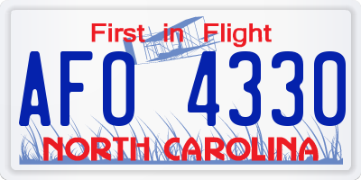 NC license plate AFO4330