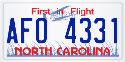 NC license plate AFO4331