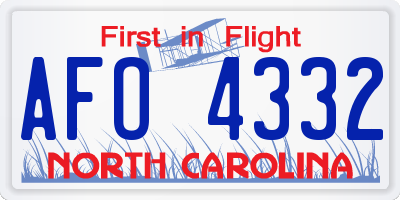 NC license plate AFO4332