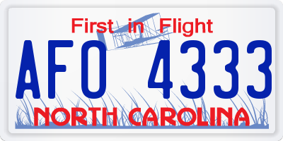 NC license plate AFO4333