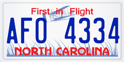 NC license plate AFO4334