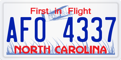 NC license plate AFO4337