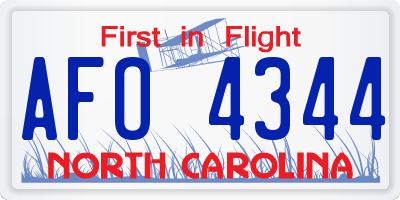 NC license plate AFO4344