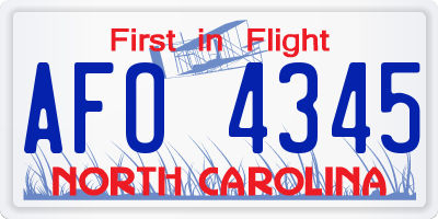 NC license plate AFO4345