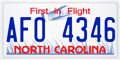 NC license plate AFO4346