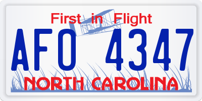 NC license plate AFO4347