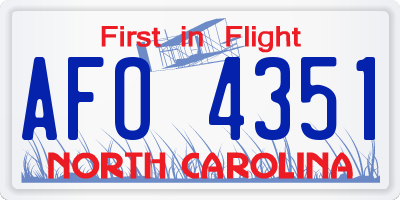 NC license plate AFO4351