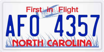 NC license plate AFO4357