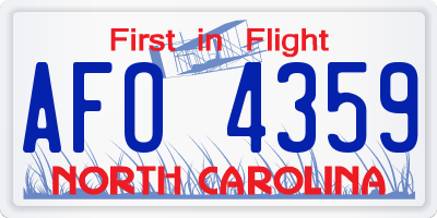 NC license plate AFO4359