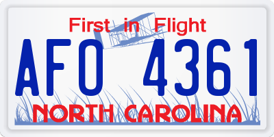 NC license plate AFO4361